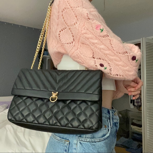 Quilted Black Shoulder Bag/Crossbody Purse - Picture 4 of 9